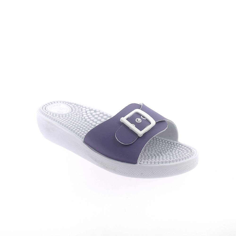 "Animal free" slipper with massaging insole. Model with 1 buckle. Made in Italy "Animal free" slipper with massaging insole. Model with 1 buckle. Made in Italy