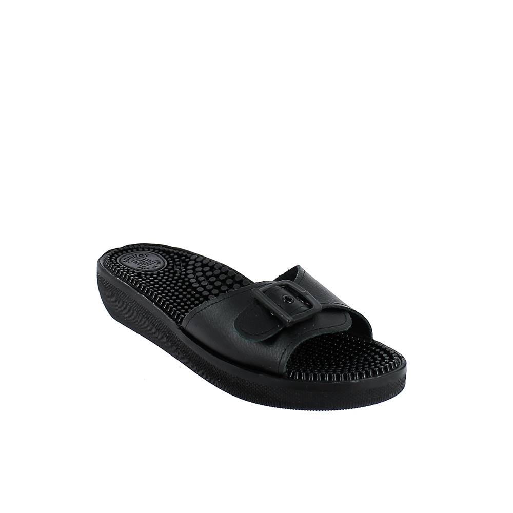 Art. 1015-6 Ciabatta estiva donna con tomaia in pelle e sottopiede pioli