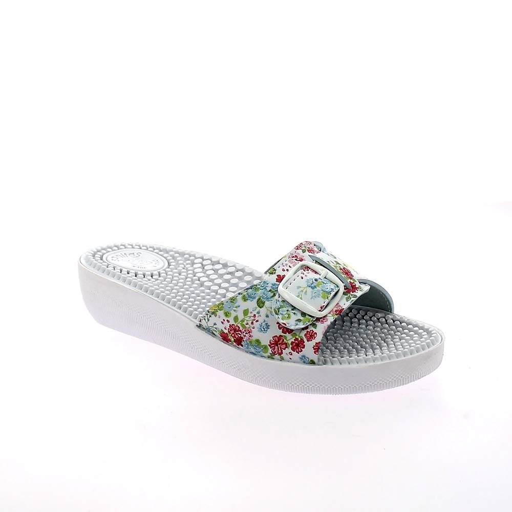 Art. 1099-6 Ciabatta estiva donna fiorata con sottopiede con pioli.