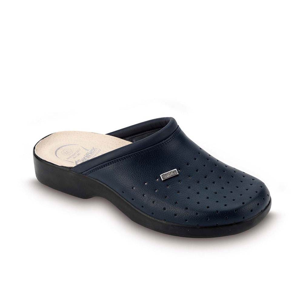 Sanital Light 4358 Ciabatta In Pelle Donna Con Zeppa 4 Cm - Sottopiede Imbottito Anti-Shock - Made In Italy