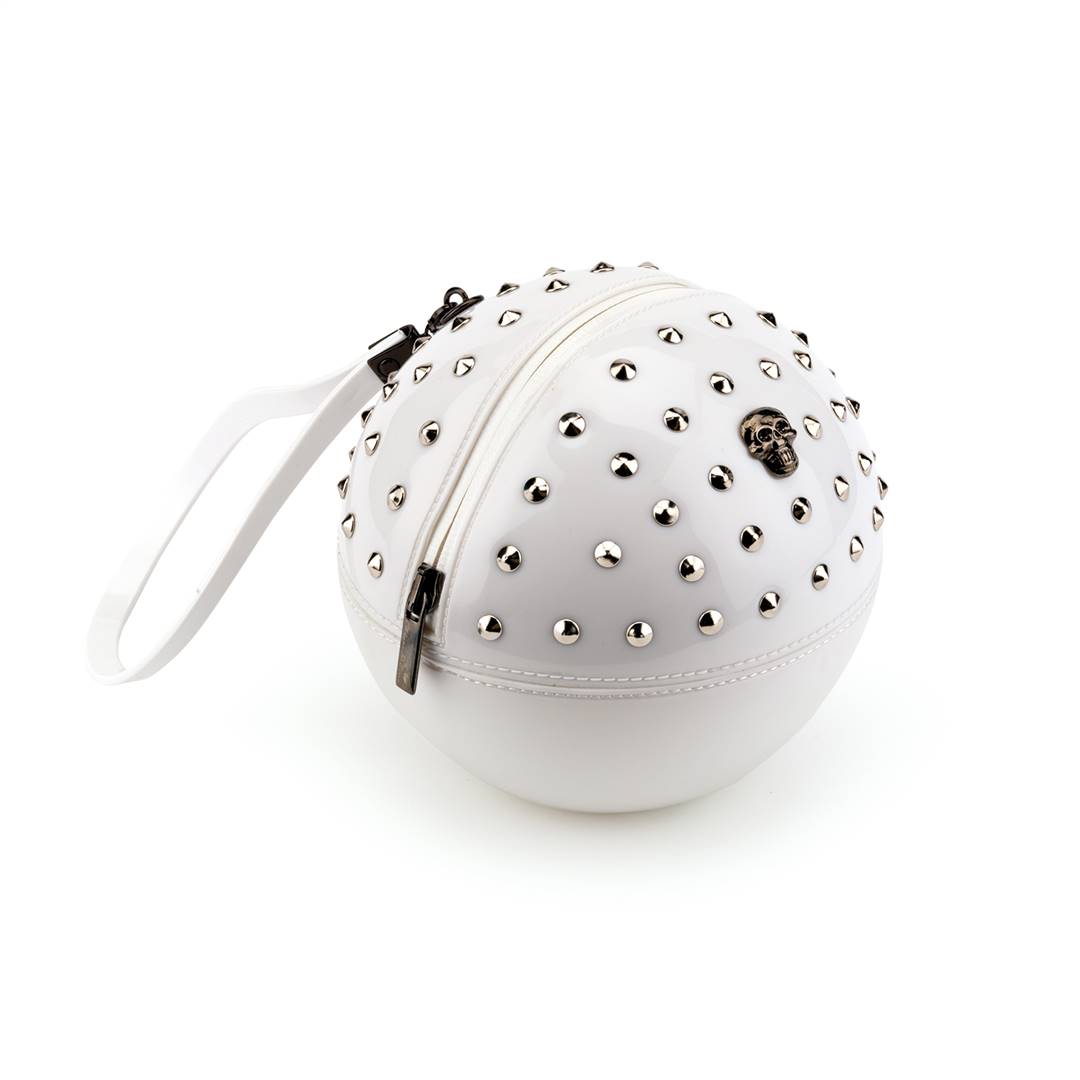 Art. 360.7652 Borsa sfera “Rock’n’Ball” borchiata in pvc lucido