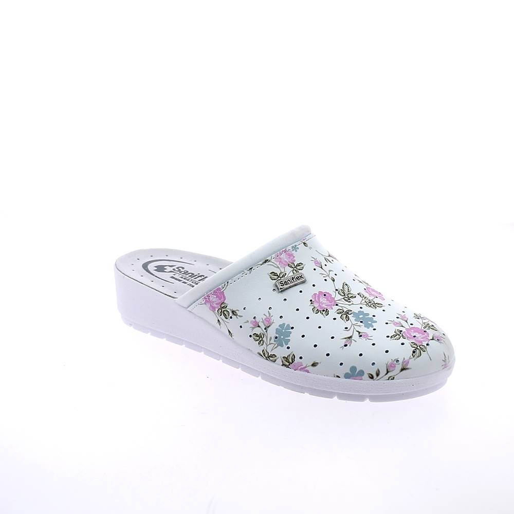 Art.3847-10. Ciabatta floreale cjhiusa con salsicciotto e sottopiede imbottito. Calzata regolare