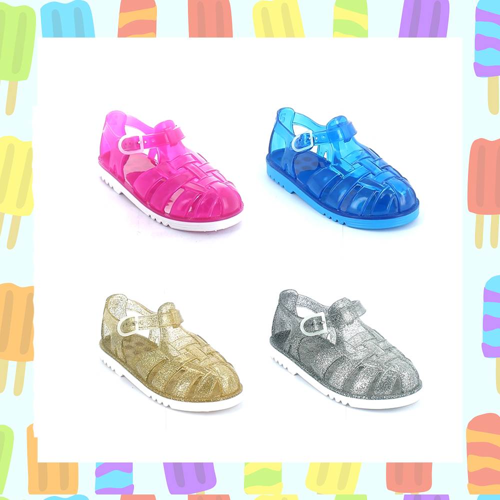 Art. 50.38 Two-colour pvc sandal with bright finish, for kids. Made iln Italy.