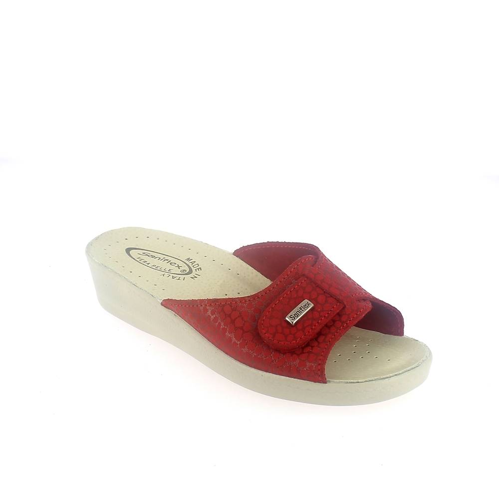 Art. 60434-10.  Ciabatta estivo donna con velcro. Sottopiede imbottito.  Suola forma classica