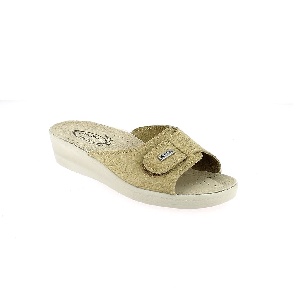 Art. 60437-10 Ciabatta donna estiva con velcro - suola forma classica