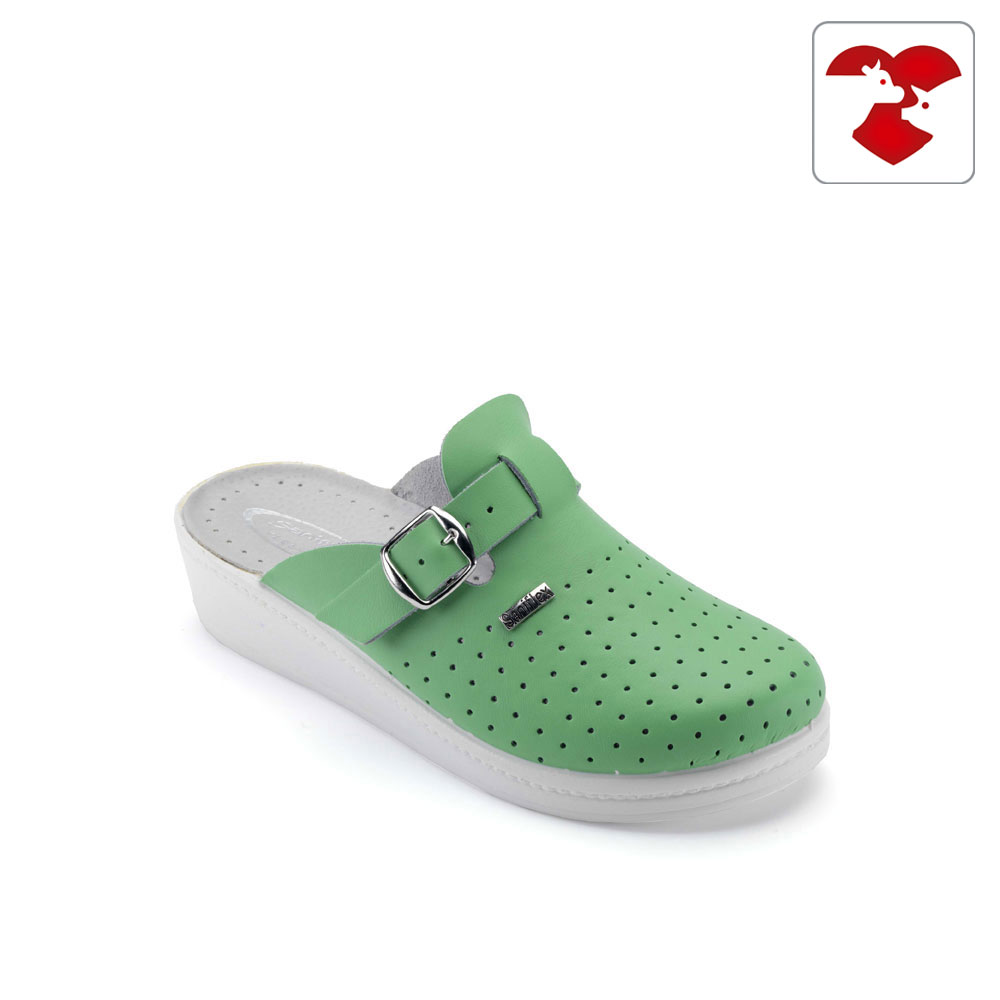 Leatherette and microfiber medical slipper for women - with padded insole