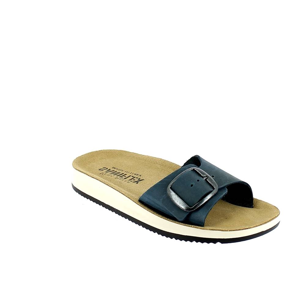 Art. 7104-1.  Ciabatta estivo donna. 1 fibbia, nabuk. Sottopiede pelle scamosciata con imbottitura.