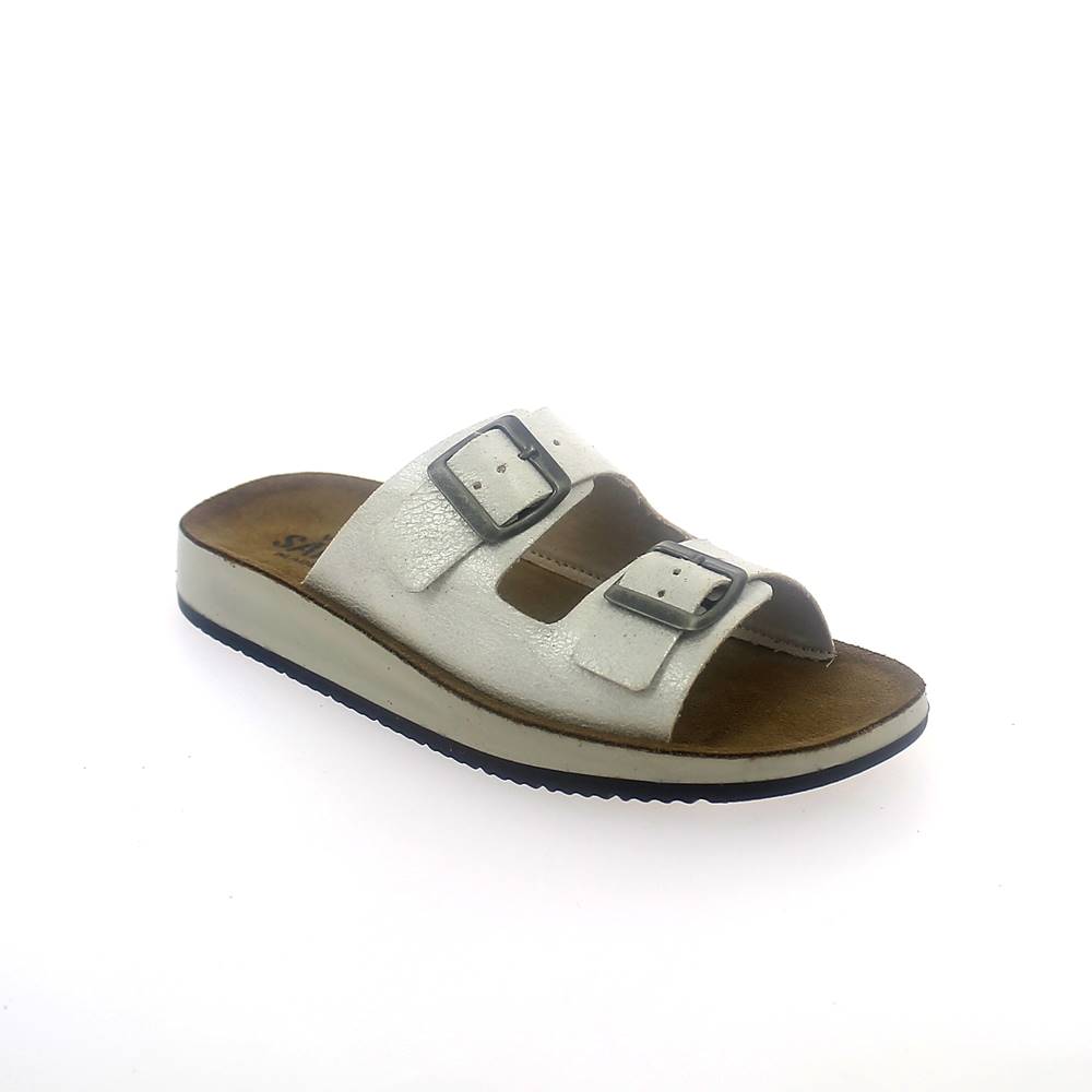 Art. 7206-1.  Ciabatta estivo donna. 2 fibbie. Sottopiede pelle scamosciata con imbottitura. 
