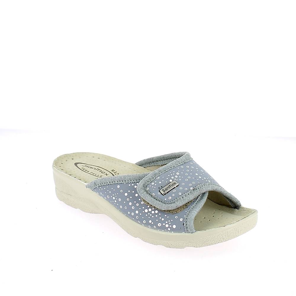 Art. 80854-10.  Ciabatta estivo donna. Tomaia ELASTICIZZATA con velcro. Sottopiede imbottito.  Calzata larga
