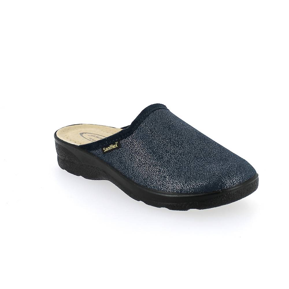 Art. 8305-10 Ciabatta inverno donna ELASTICIZZATA. Tomaia scamosciata stampata. Sottopiede pelle imbottito