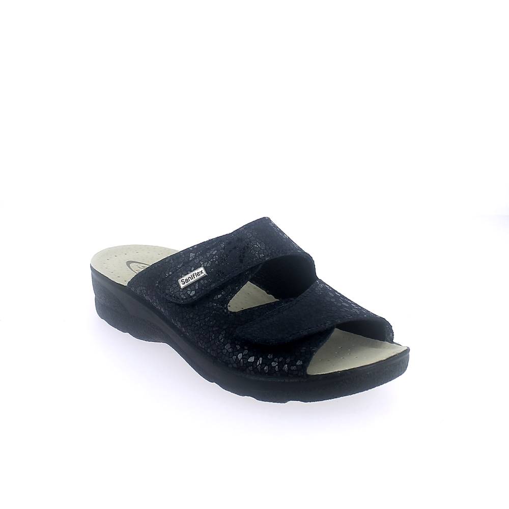 Art. 83223-10.  Ciabatta estivo donna. 2 velcri. Sottopiede imbottito.  Calzata larga