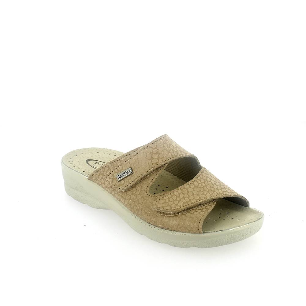 Art. 83234-10.  Ciabatta estivo donna. 2 velcri. Sottopiede imbottito.  Calzata larga