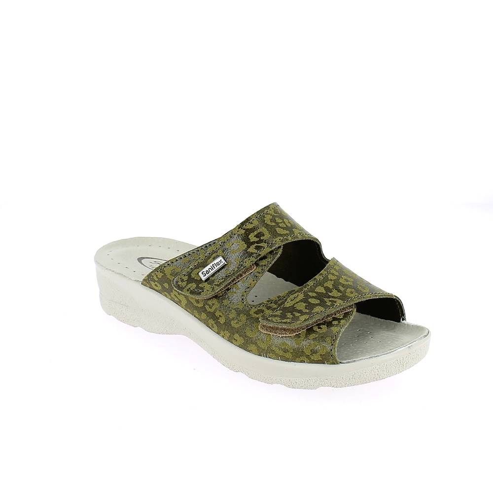 Art. 83262-10.  Ciabatta estivo donna. 2 velcri. Sottopiede imbottito.  Calzata larga