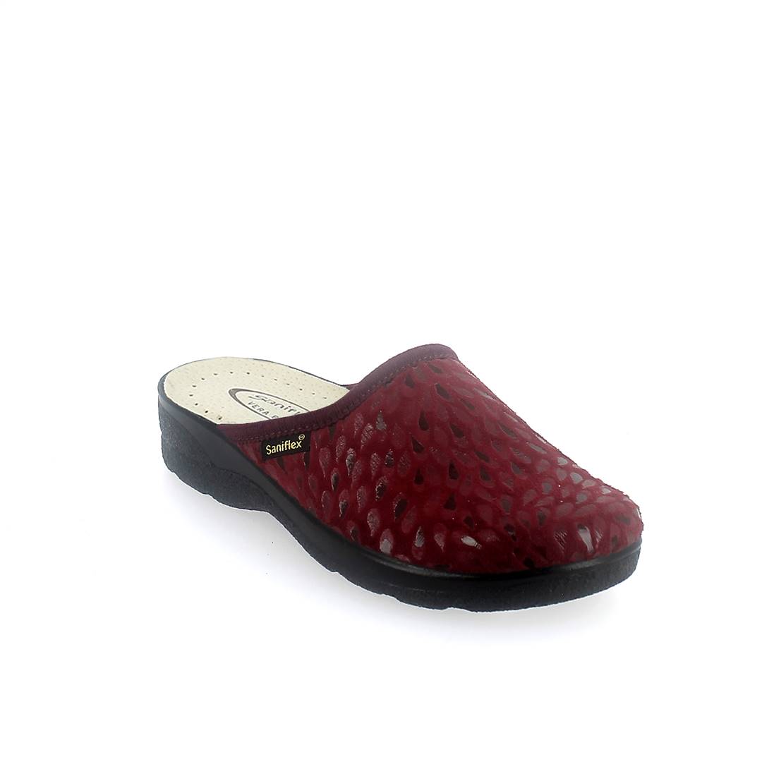 Art. 8336-10 Ciabatta inverno donna. Tomaia scamosciata sstampata. Fodera feltro, sottopiede pelle imbottito