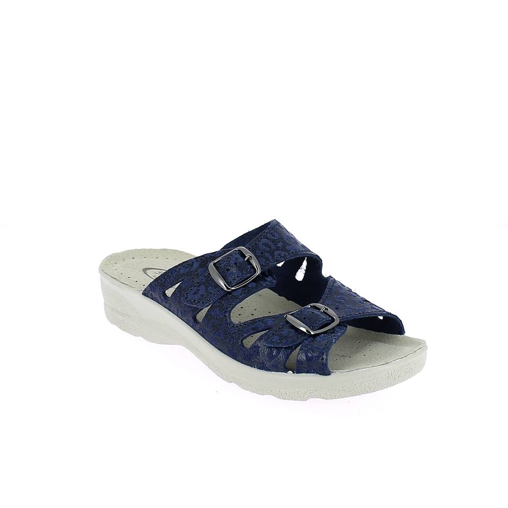 Art. 83362-10.  Ciabatta estivo donna. 2 fibbie. Sottopiede imbottito.  Calzata larga