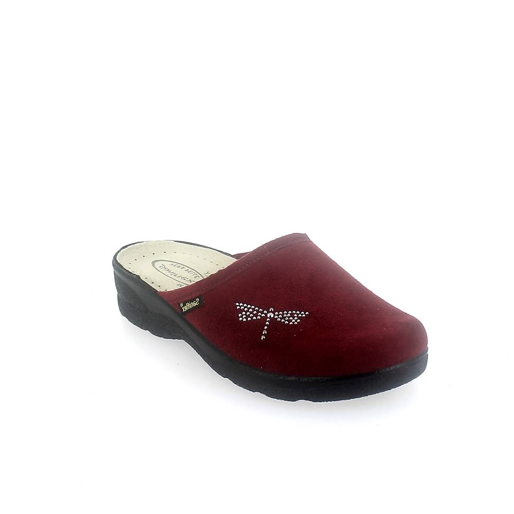 Art. 8450-10 Ciabatta inverno donna. Tomaia scamosciata+strass. Sottopiede pelle imbottito.