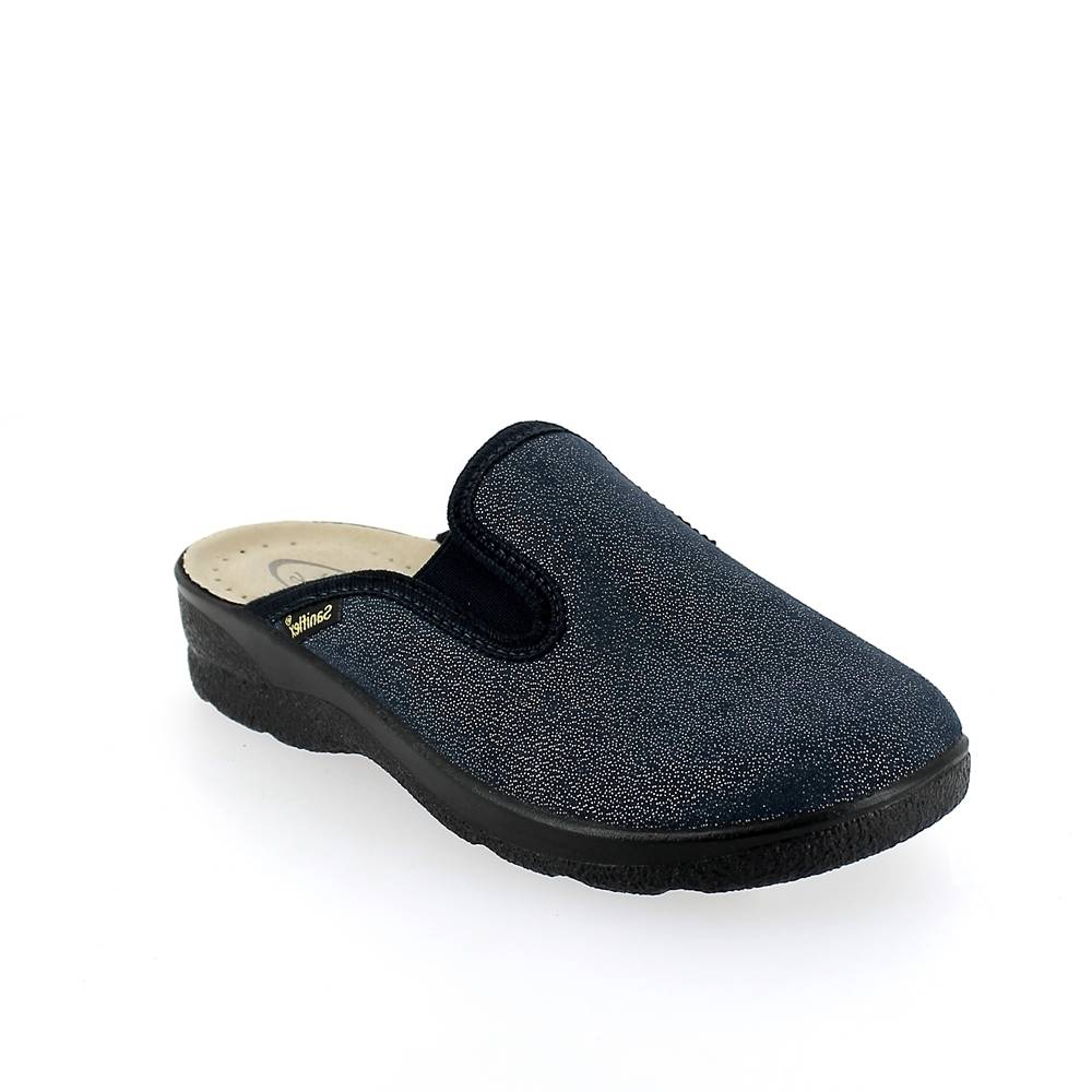 Art. 8605-10 STRETCH winter comfort  slipper for women with elastic bands. Suede printed upper. Padded insole.
