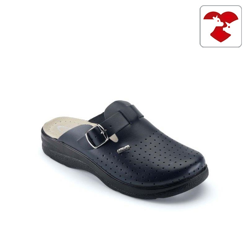Leatherette and microfiber medical slipper for men - with padded insole