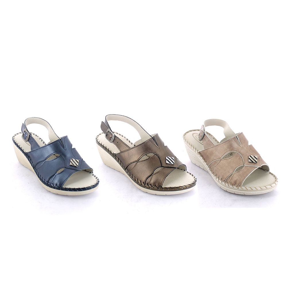 MOO´ILO Sandalo Infradito Donna Estivo - Azzurro Con Strass Ricamati A Mano - Suola Ultra Morbida A 2 Strati - Made In Germany