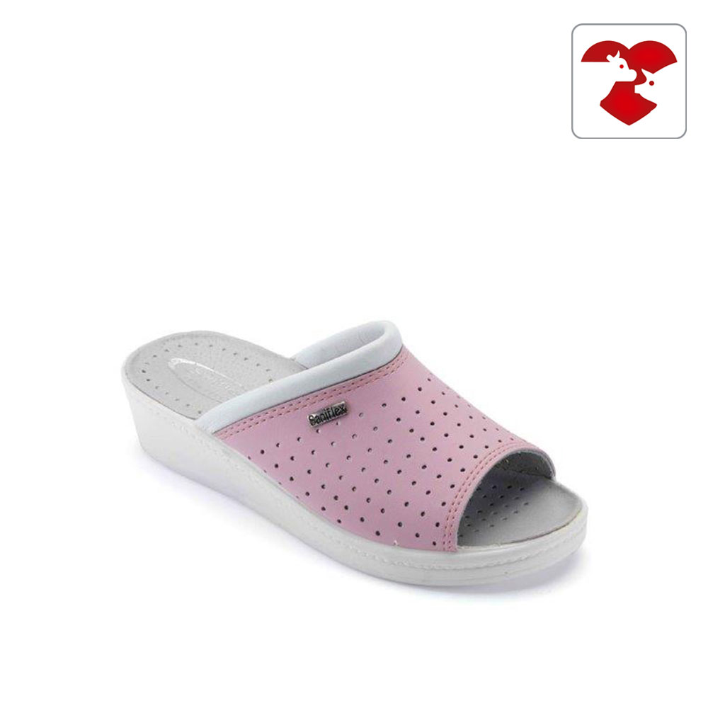 Leatherette and microfiber medical slipper for women - with padded insole